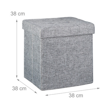 Relaxdays Faltbarer Sitzhocker mit Stauraum Leinen