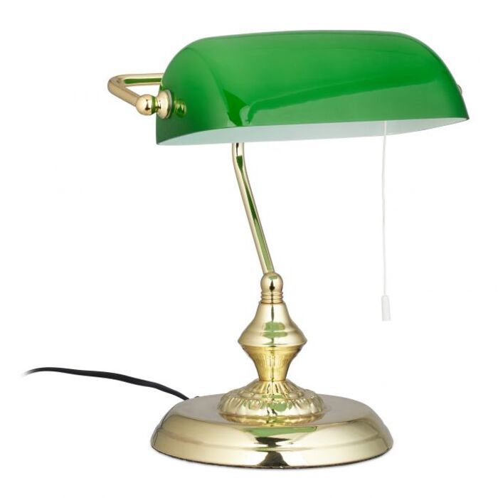 Relaxdays Bankerlampe mit Zugschalter