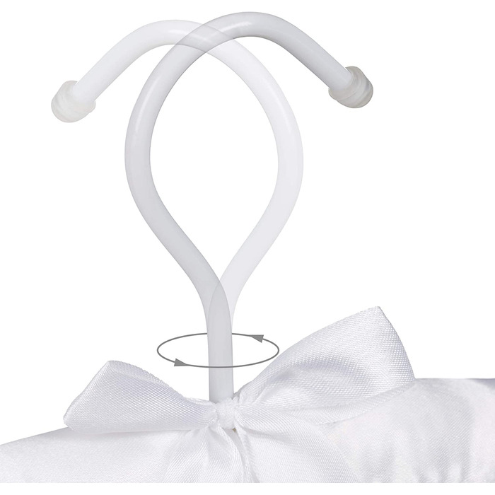 Relaxdays Kleiderbügel Satin, 10er Pack, weich gepolstert, 360° drehbarer Haken, dekorative Schleife, 38 cm breit, weiß