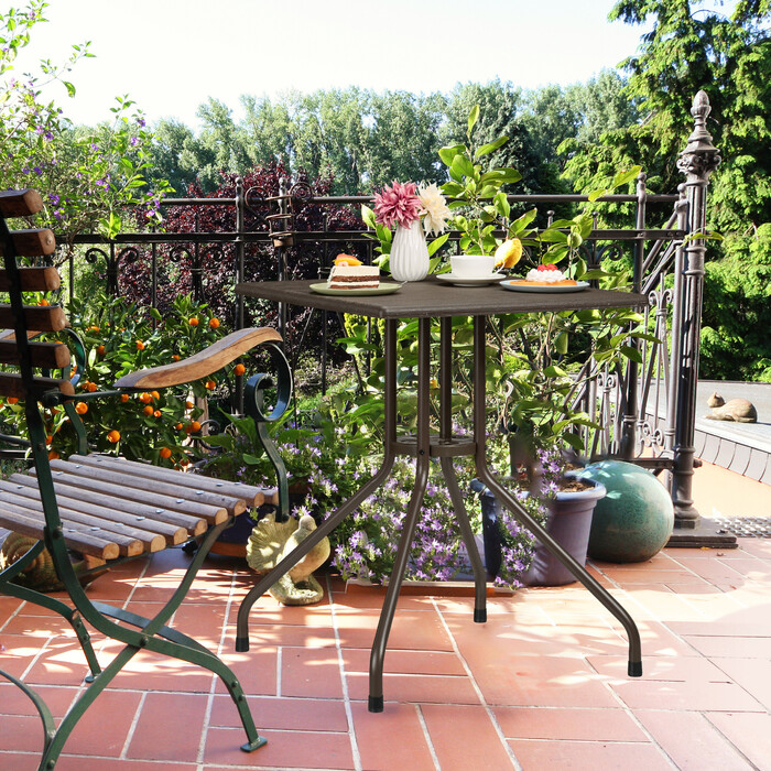 Relaxdays Gartentisch in brauner Holz-Optik
