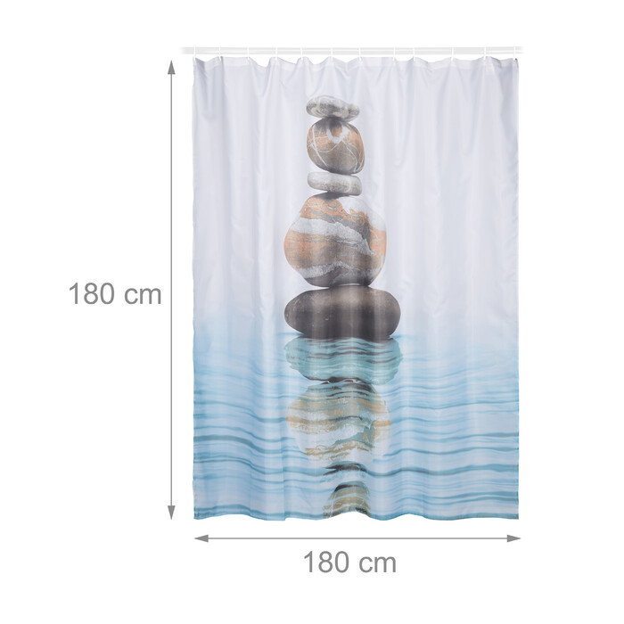 Relaxdays Duschvorhang Steine auf Wasser 180x180cm
