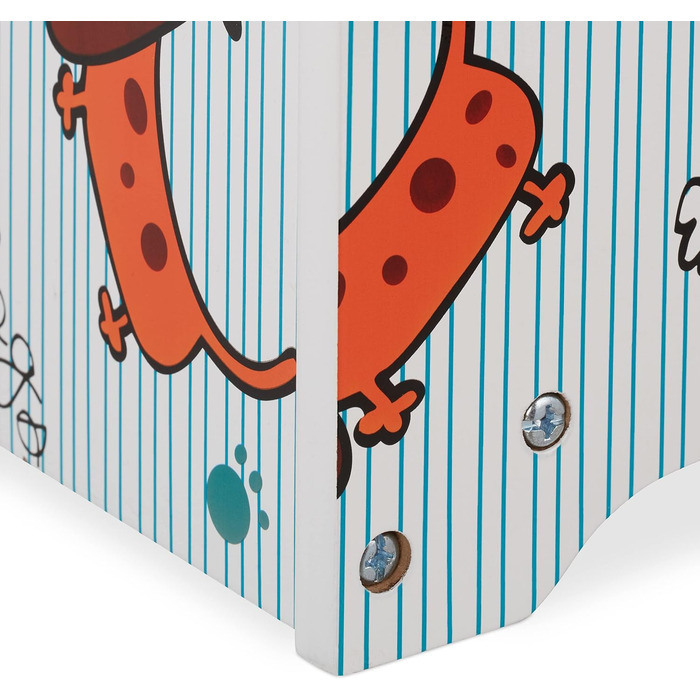 Relaxdays Kinderregal, HxBxT: 90 x 59 x 30 cm, Kinderzimmerregal mit Hundemotiv, 8 Fächer, MDF, Bücherregal Kinder, bunt