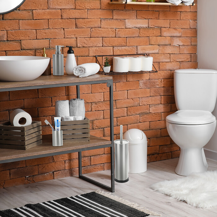 Relaxdays 3-tlg. Badezimmer Set Edelstahl