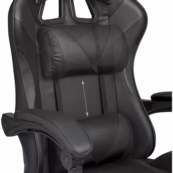 Relaxdays Gaming Stuhl, Racing Look, drehbar, höhenverstellbar, Kopf-& Lendenkissen, HxBxT: 133x68x60 cm, (Schwarz)