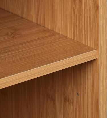 Relaxdays Bücherregal, 2 Fächer, offener Schrank HBT 70 x 40 x 35 cm, höhenverstellbarer Einlegeboden, Standregal, Natur, Bambus, Faserplatte