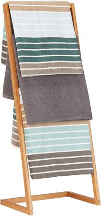 Relaxdays Handtuchhalter, Leiterregal, 4 Handtuchstangen, Bambus, HBT: 100x40x30cm