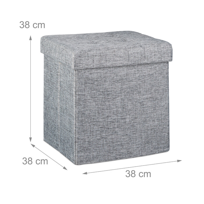 Relaxdays Faltbarer Sitzhocker mit Stauraum Leinen