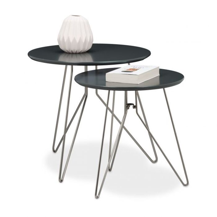Relaxdays Beistelltisch 2er Set 3 Metallbeine