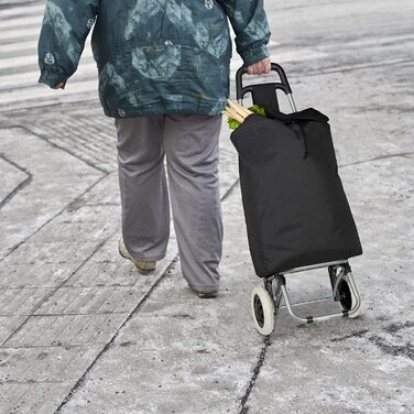 Relaxdays Einkaufstrolley klappbar, Abnehmbare Tasche 28 L, Einkaufswagen mit Rollen HxBxT: 92,5 x 42 x 28 cm, schwarz