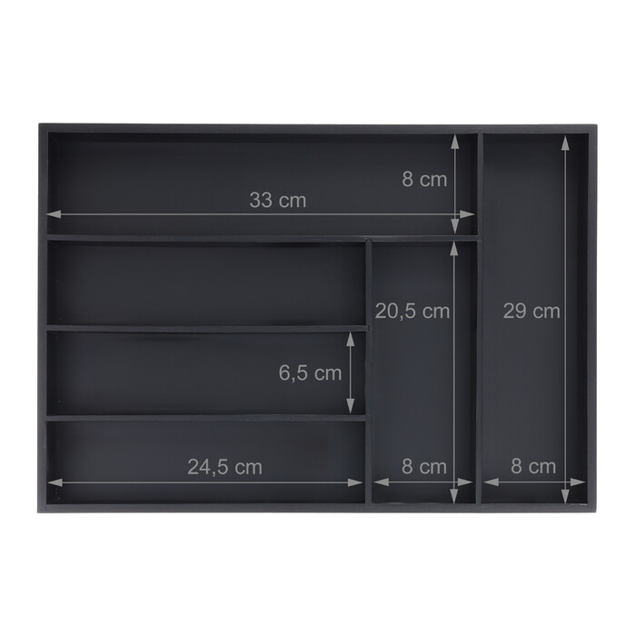 Relaxdays Schwarzer Besteckkasten 6 Fächer