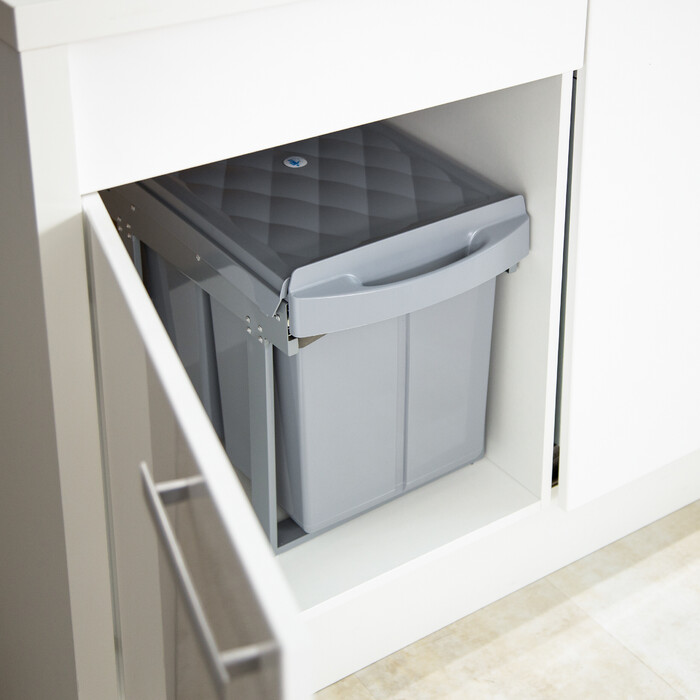 Relaxdays Einbaumülleimer 2x 20l grau