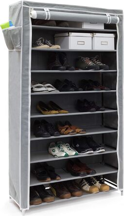 Relaxdays Schuhschrank Valentin, 9 Ablagen, HBT 161 x 88 x 30 cm, anthrazit