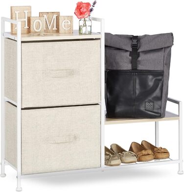 Relaxdays Regalsystem, 5 Schubladen, Metall & Holz, 77,5x83x29 cm, beige, (Design G)
