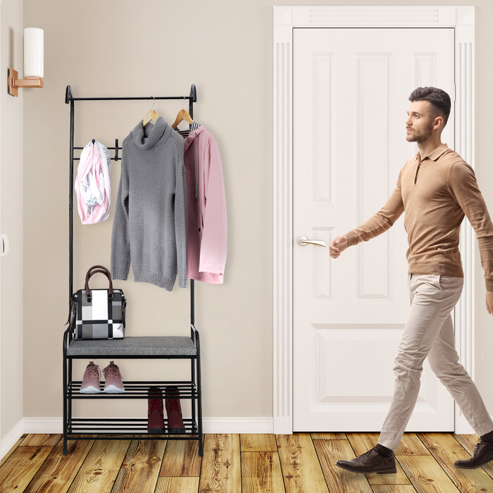 Relaxdays Garderobe mit Schuhablage & Sitzbank