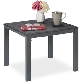 Relaxdays wetterfester Beistelltisch für Balkon, Terrasse & Garten, 39x52x48 cm, grau