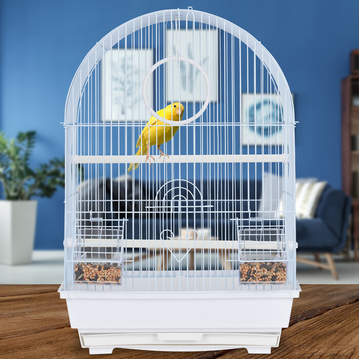 Relaxdays  Vogelkäfig mit Zubehör weiß