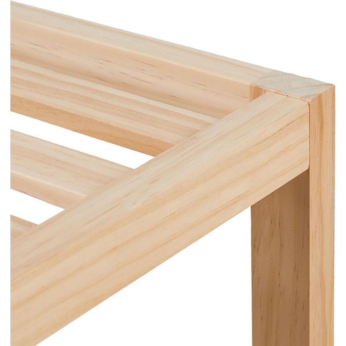 Relaxdays Beistelltisch, Holz, HxBxT: 50 x 40 x 40 cm, Wohnzimmertisch mit 2 Ablagen, quadratischer Ablagetisch, Natur