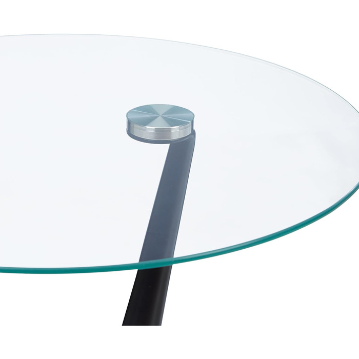 Relaxdays Beistelltisch, runder Couchtisch, H x D: 49 x 45 cm, Glas & Stahl, für Wohnzimmer, moderner Sofatisch, schwarz