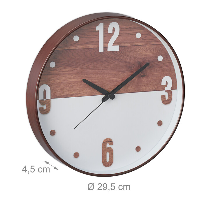 Relaxdays Wanduhr Holzoptik/Weiß