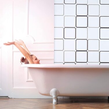 Relaxdays Duschrollo Square, wasserabweisend, Retro Badrollo Wanne u. Dusche, Deckenmontage, 80x240 cm, semitransparent (240 x 160 x 5 cm)
