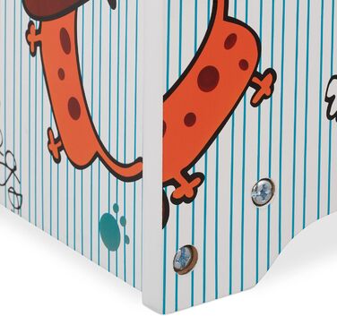 Relaxdays Kinderregal, HxBxT: 90 x 59 x 30 cm, Kinderzimmerregal mit Hundemotiv, 8 Fächer, MDF, Bücherregal Kinder, bunt