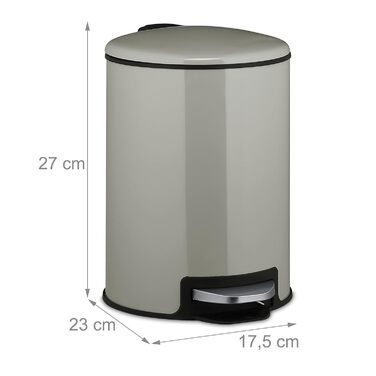 Relaxdays Kosmetikeimer 3 Liter, Treteimer mit Absenkautomatik, entnehmbarer Inneneimer, kleiner Mülleimer Bad, hellgrau