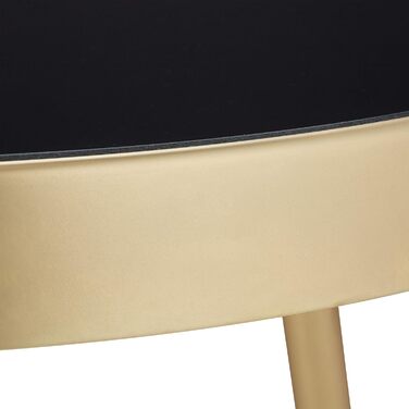 Relaxdays runder Beistelltisch, Metall & Glas, Retro-Design, 46x42 cm, schwarz-gold