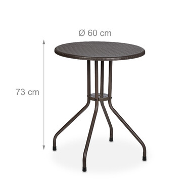 Relaxdays Runder Gartentisch in Rattanoptik