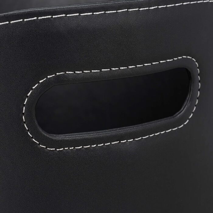 Relaxdays, schwarz Kaminholzkorb Kunstleder  stabiler Feuerholzkorb mit Tragegriffen, für Brennholz & Zeitungen, oval, 80% Pappe (L, Single)