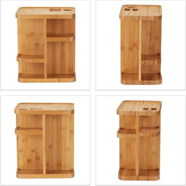 Relaxdays Make Up Organizer Bambus, drehbarer Kosmetik Organizer für Badezimmer & Schminktisch, HBT 31x25,5x18 cm, natur, 18 x 25,5 x 31 cm