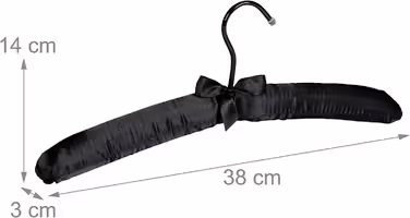 Relaxdays Kleiderbügel Satin,  weich gepolstert, 360° drehbarer Haken, dekorative Schleife, 38 cm breit, (10er Pack, Schwarz)