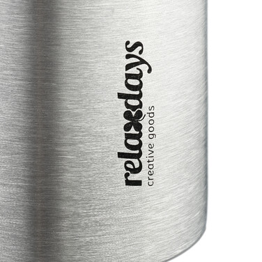 Relaxdays Trinkflasche Edelstahl 500 ml mit Becher
