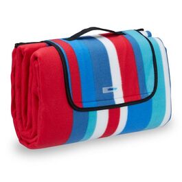 Relaxdays Picknickdecke 200x200cm blau gestreift