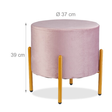 Relaxdays Samt Hocker mit 4 Metallbeinen
