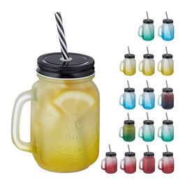 Relaxdays Bunte Trinkgläser mit Deckel 16er Set