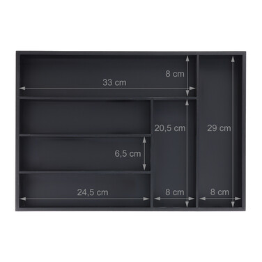 Relaxdays Schwarzer Besteckkasten 6 Fächer