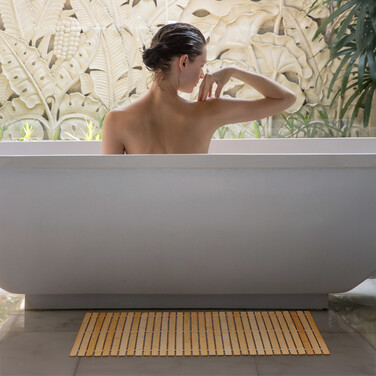 Relaxdays Badvorleger aus Bambus 80x50 cm