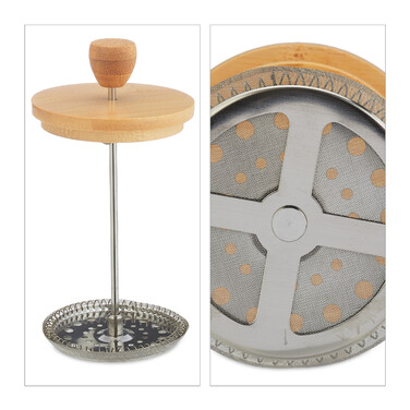 Relaxdays Kaffeebereiter mit Bambusdeckel