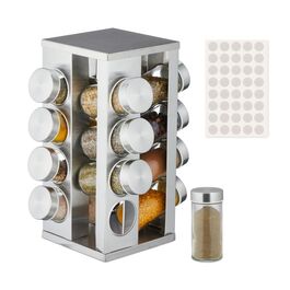 Relaxdays Eckiges Gewürzkarussell mit 16 Gläsern