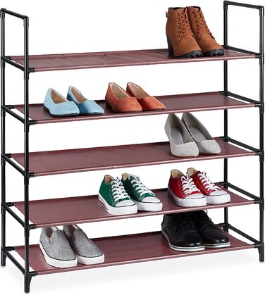Relaxdays XL Schuhregal Stecksystem, 5 Ebenen, für 20 Paar Schuhe, Stoff Schuhständer, HxBxT: 90,5 x 87,5 x 30 cm, (Bordeaux)