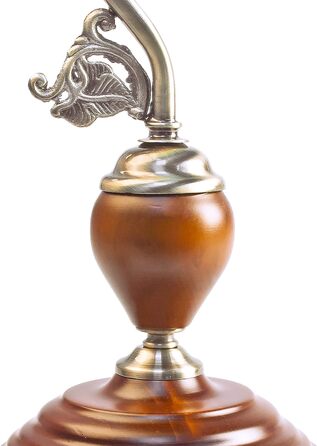 Relaxdays Bankerlampe Holzfuß grün Klassiker Schreibtischlampe – Retro Tischlampe Banker Lampe Messing-Optik & geschwungenen Verzierungen der 30er Jahre – Holz Gals Metall – 26,5 x 43 x 18 cm – E27