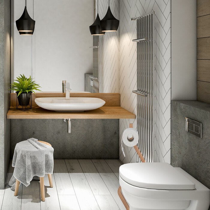 Relaxdays WC Garnitur Stahl & Holzoptik