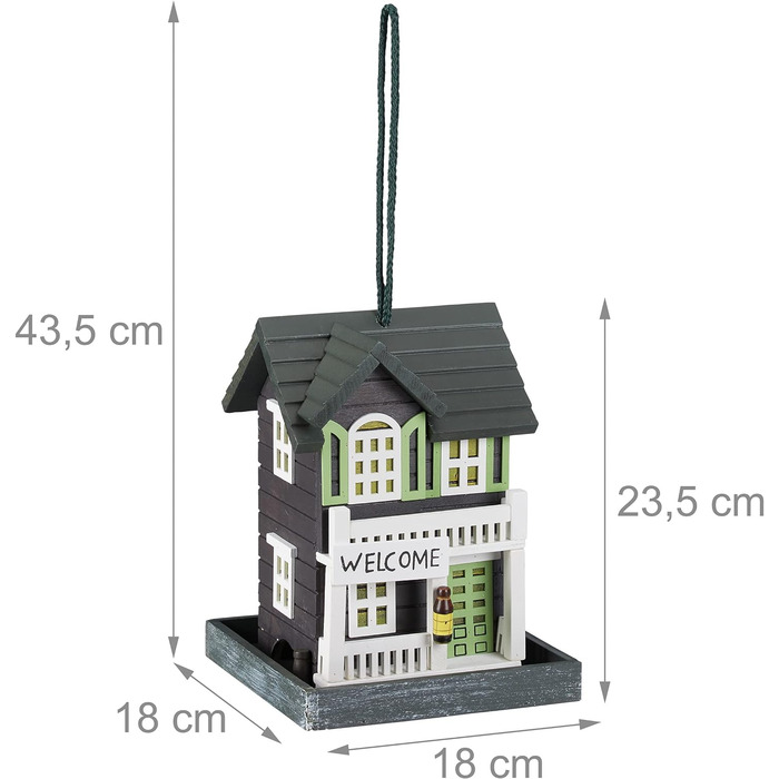 Relaxdays Vogelfutterhaus, Holz, HBT 23,5x18x18 cm