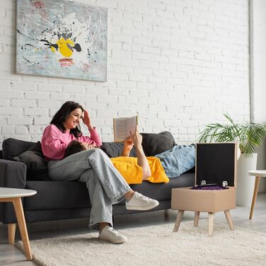 Relaxdays Sitzhocker mit Stauraum, Kunstleder, 40x40x40 cm, gepolstert, mit Deckel, Grau