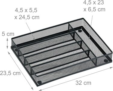 Relaxdays Besteckkasten, 5x23,5x32 cm, 5 Fächer, Metall, anthrazit