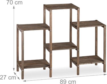 Relaxdays Blumentreppe Holz, Shabby, 7 Ablagen, HBT 86x95x29 cm, braun, L (Medium)