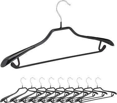 Relaxdays Kleiderbügel für Anzüge, 10er Set, gummiert, Metall, rutschfest, platzsparend, 44 cm, PVC-beschichtet