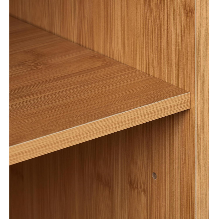 Relaxdays Bücherregal, 2 Fächer, offener Schrank HBT 70 x 40 x 35 cm, höhenverstellbarer Einlegeboden, Standregal, Natur, Bambus, Faserplatte