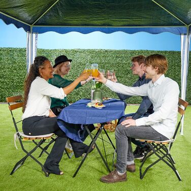 Relaxdays Pavillon, HxBxT: 2,5 x 3 x 4 m, PE, Stahl, wasserdicht, reißfest, Stecksystem, Gartenpavillon, dunkelblau/weiß, 1 Stück