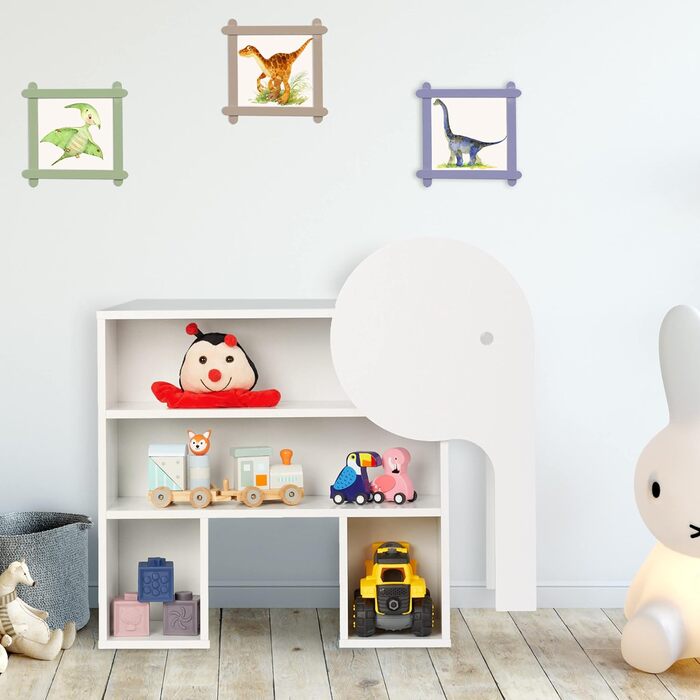 Relaxdays Kinderregal Bär, 2 Schubladen, 2 offene Fächer, H x B x T:  Bücherregal Kinder, (60,5 x 64,5 x 20,5 cm, Weiß)